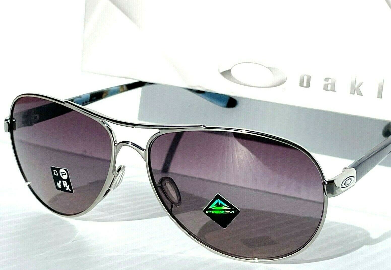 NEW Oakley FEEDBACK Chrome AVIATOR PRIZM Grey Gradient Women's Sunglass  4079-40 | eBay