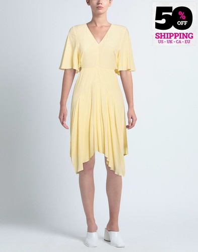 RRP€274 PATRIZIA PEPE Asymmetric Flippy Dress IT42 US6 UK10 M Yellow Logo V-Neck