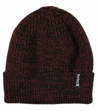 Hurley Max Cuff 2.0 Beanie Black  Deep Red Color 100 Acrylic Brand New w/Tags