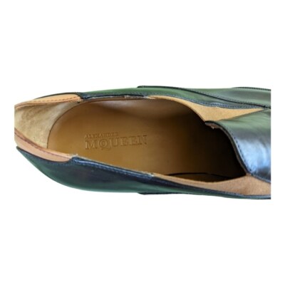 Alexander McQueen Black Leather Tan Elastic Square Toe Loafers Size 8.5-9 Sharp! Alexander McQueen Black Leather Tan Elastic Square Toe  main image 3