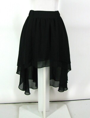 Anthropologie Staring at Stars Skirt Sz XS Black Chiffon Layered High Hi  Low