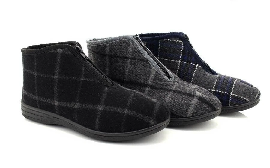 Mens zip up best sale slippers