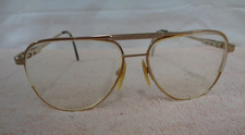 Vtg Aviator Style Goldtone Metal Flex Frame Eyeglasses