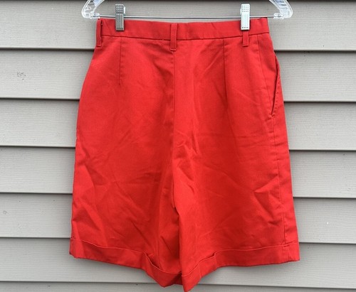 Vintage red Trouser shorts Jorts pleats High Waist 26” - Picture 2 of 3
