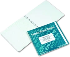 R Wirebound Check Register Accounting System, 8 3/4 X 10, 40-Page Book , Green;W