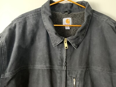 Carhartt C61 BLK Sherpa Lined Sandstone Duck Ridge Coat Black 2XL