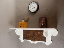 Stil Gründerzeit Wand Regal Board Ablage Holz geschnitzt Weiss Braun L 85 cm