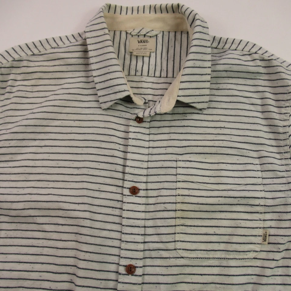 Vans Shirt Mens XL Long Sleeve Button Up Stripes Lightweight Pocket - Image 2 of 4