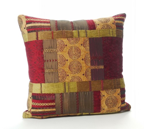 Prague Appliqué' Patchwork Cushion Cover with Velvet Reverse - Picture 4 of 17