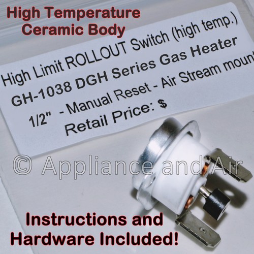 Dornback UniPak GH DGH Garage Heater GH1038 Rollout Limit Switch