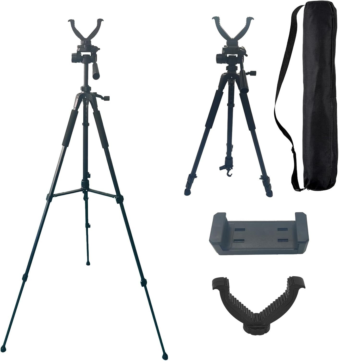 Rifle Shooting Tripod with 360° Swivel V-Bracket and Camera Tripod Mount Adapte