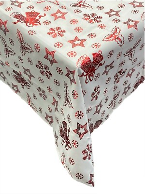 Frohe Weihnachten Tischdecke rot & weiß rechteckig gemustert Polyester Tischdecke
