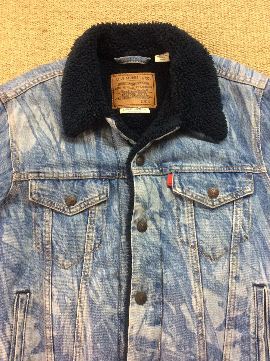 LEVI S Small Blue Sherpa Justin Timberlake Denim Jacket Fleece Premium Trucker