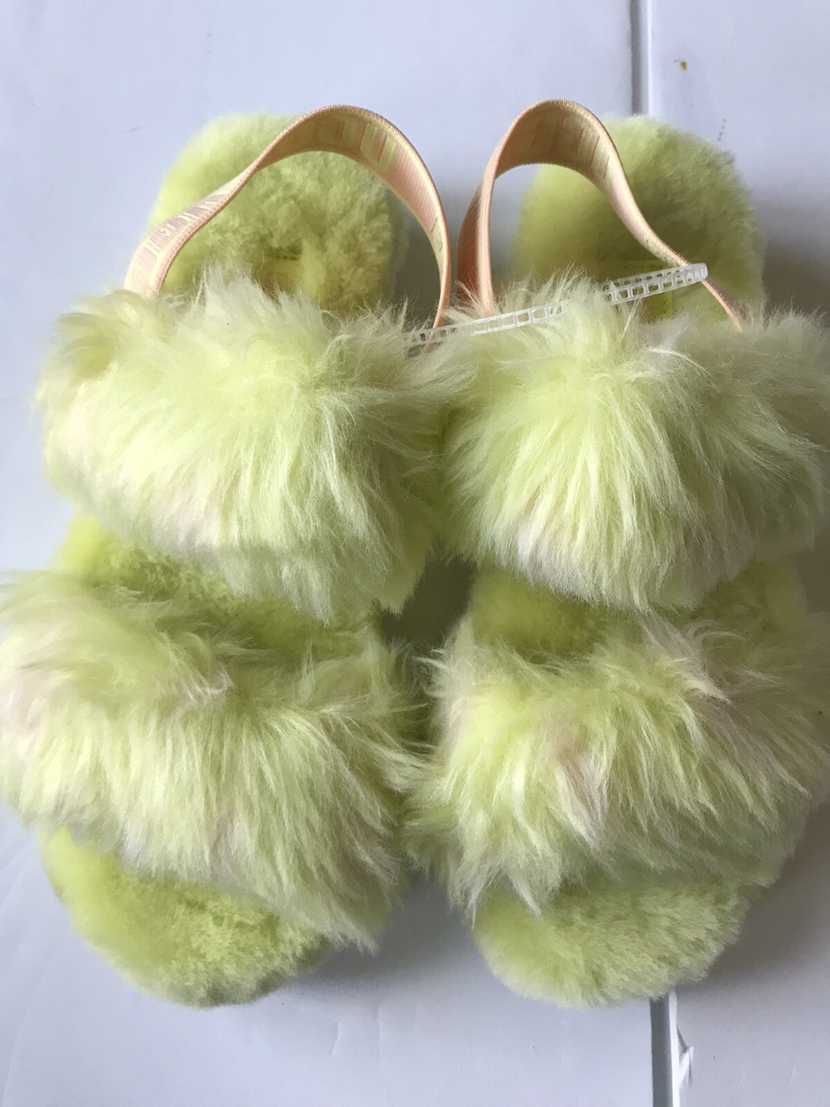 PANTOFOLA D’ORO PANTOFOLE DONNA UGG GIALLO ROSA TIE TIE OH YEAH SLIDE ON TAGLIA 8 NUOVE SENZA ETICHETTA