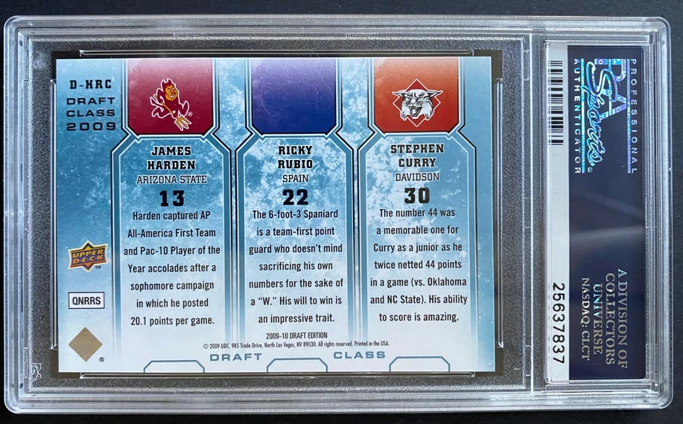2009-10 UD ПРОЕКТ ИЗДАНИЕ CURRY-HARDEN-RUBIO ПРОЕКТ КЛАССА СИНИЙ RC - #D-HRC PSA 9 - Изображение 3 из 3