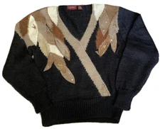 Vintage Ginenne Knit Wool Angora Blend Sweater Medium Womens Shoulder Pads