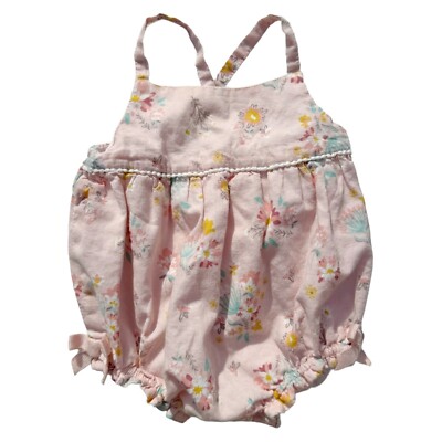 Dylan Abby Baby Girl Bubble Romper Pink Floral Cotton 3-6 Months