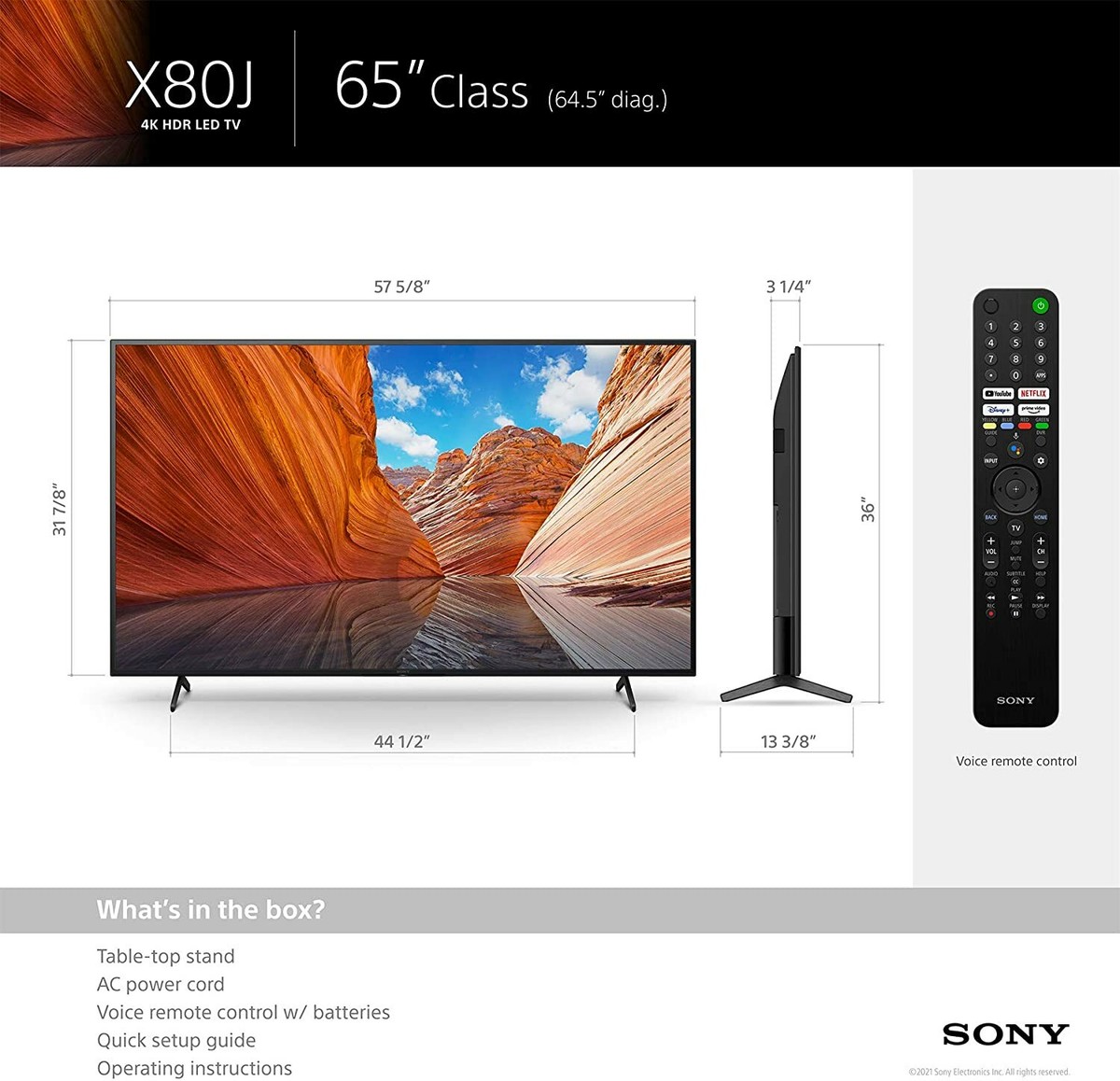 Sony X80J 65 Inch TV: 4K Ultra HD LED Smart Google TV with Dolby