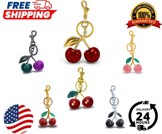 Sparkling Cherry Resin Charm for Bags and Keychains