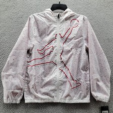 Air Jordan Jumpman Youth Hoodie Windbreaker Jacket White Red Size Large