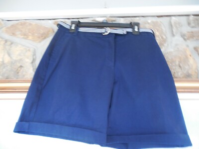New Women's Crown & Ivy Navy Blue Bermuda Shorts Size 14P NWT 14 Petite Belt