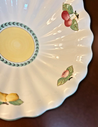 VILLEROY & BOCH FRENCH GARDEN FLEURENCE Large Footed Fruit Bowl Fluted *W/BOX* - Picture 7 of 9