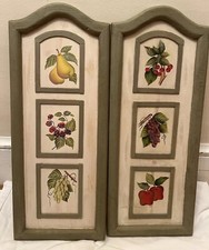 Vintage Home Interiors Fruit Paintings Wall Decor Pear Grapes Cherry Apples
