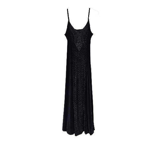 CYKXTEES Kleid schwarz Samt Y2K Goth ärmellos Spaghettiträger Maxi Gr. L/XL - Bild 1 von 8
