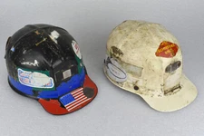 TWO MSA Comfo-Cap Plastic Mining Safety Hard Hats Black & White