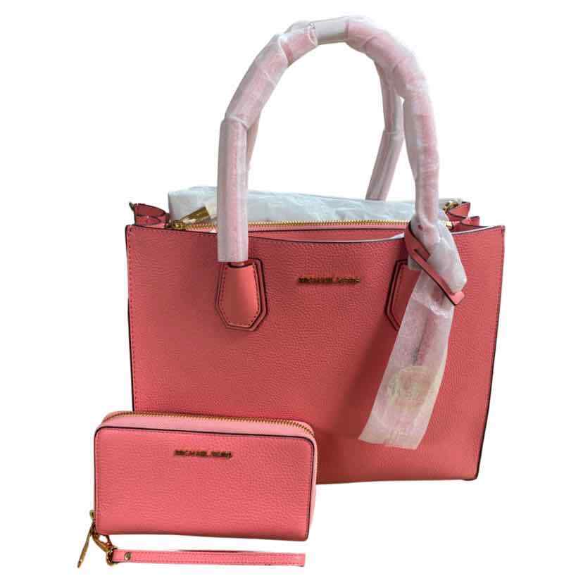 NWT! MICHAEL KORS PINK MERCER LARGE SATCHEL **W/LARGE PHONE WRISTLET