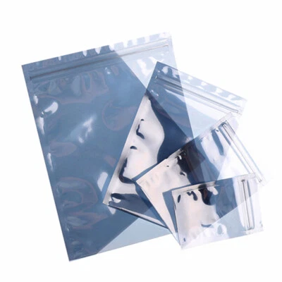 REPACKBIZ Anti-Static ESD Shielding Grip Seal Bags Flat Pouch Metallic Transparent Grey