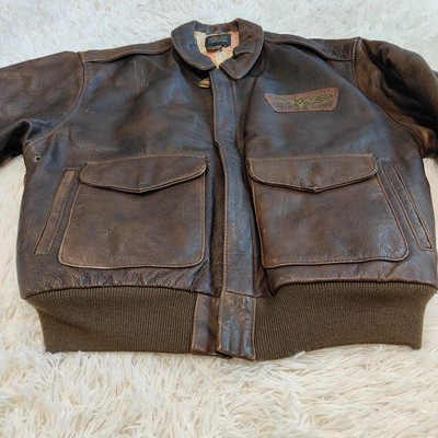 Avirex Vintage A2 Pilot's Brown Leather Jacket Flying Tigers Avirex Vintage A2 Pilot's Brown Leather Jacket Flying Tigers