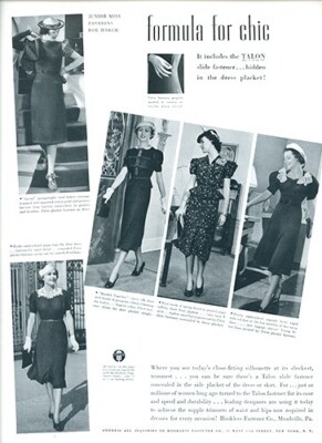 1937 Vintage Fashion Formula for Chic Fitted Dresses Hookless Fasteners  1930s Ad | eBay