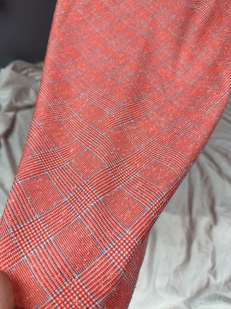 Vtg Saks Fifth Avenue Red Blue Glen Check Plaid 41” Long