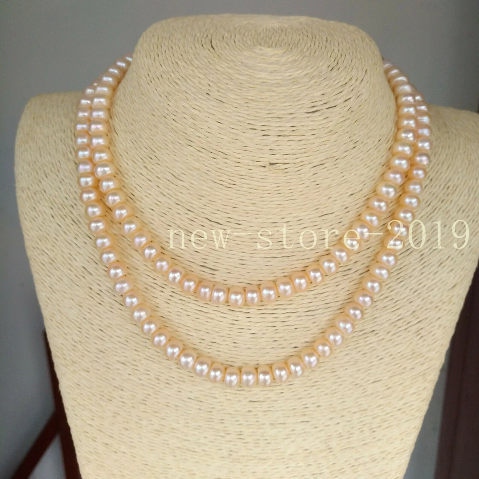 Excepcional Collar de Perlas Rosa Oro Mar del Sur AAAA Natural 36" Oro 14k F Foto 4 de 4