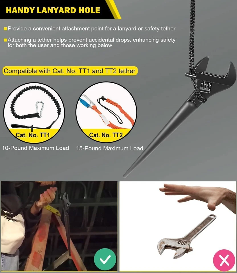 Tools 3227 Extra Wide Adjustable Spud Wrench 10-Inch 1-7/16-Inch Tether Hole - Image 4 of 4