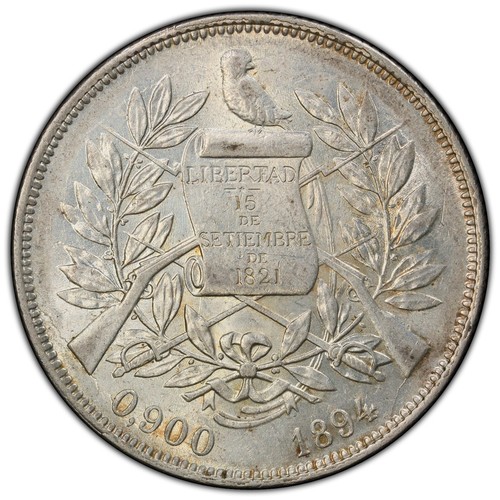 Moneda de plata peso guatemalteca 1894 km-210 pcgs ms61 - Imagen 3 de 3