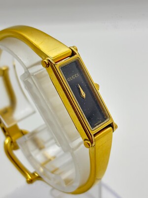 As-Is] Gucci 1500L Watch Ladies 12mm Vintage Gold Black Not tested