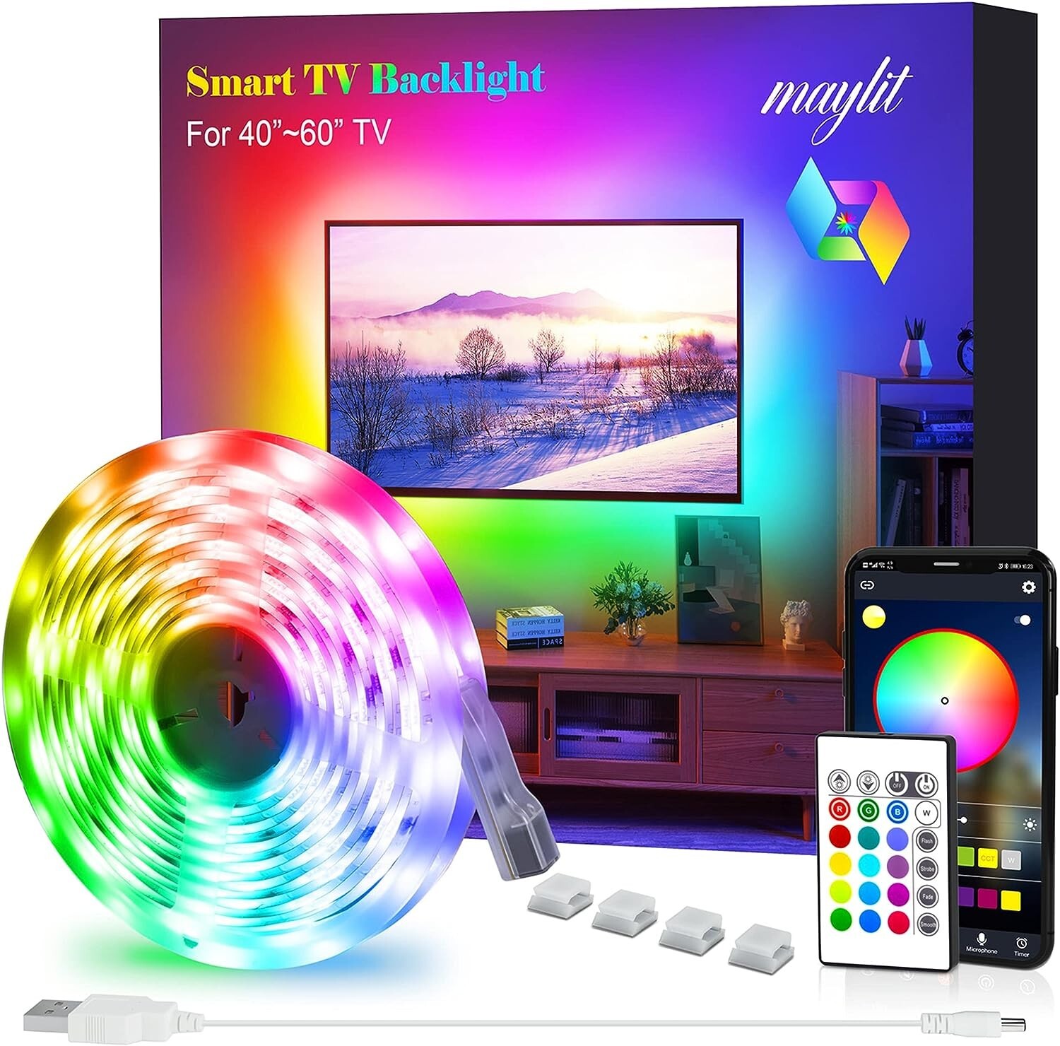 Bluetooth LED Strip Lights - Versatile TV Backlight - 8.2 ft for