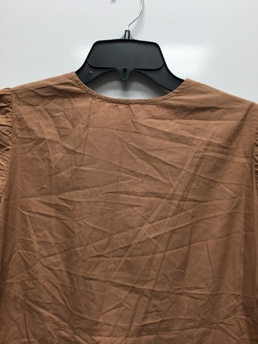 Free People Anthropologie Blouse Top Size S/P Brown Boho Prairie - V Neck - Picture 6 of 7