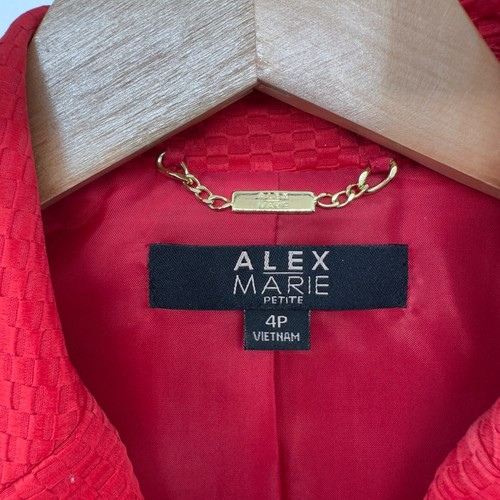 ALEX MARIE Red Blazer Jacket WOMENS 4 4P Peplum Ruffle Hem Tailored Lined Suit - Picture 5 of 10