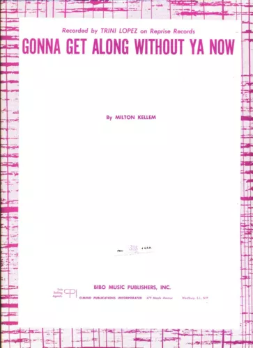TRINI LOPEZ GONNA GET ALONG WITHOUT YA NOW SHEET MUSIC-PIANO/V/GUITAR-1968-NEW