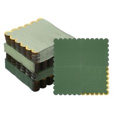 1 Set Scalloped Cocktail Napkins with Gold Foil(200Pcs, 5 x 5 Inch, Green)