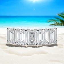 Emerald Cut Diamond Band 2.50 Carat Lab Grown Engagement 14k White Gold