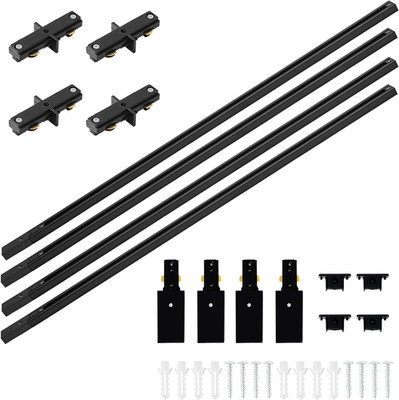 H Track Lighting Rails 13FT H Type Track Rails Kit with End Caps and Live End Fe