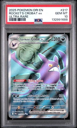 Team Rocket's Crobat ex 217/182 Destined Rivals Utra Rare PSA 10 Pokemon Card