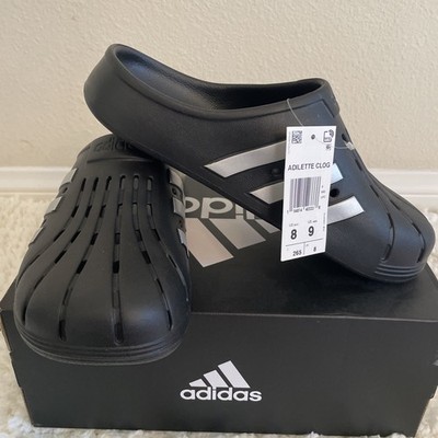 Unisex adidas Adilette Slip On Clogs Core Black / Cloud White  Mens 8 Womens 9