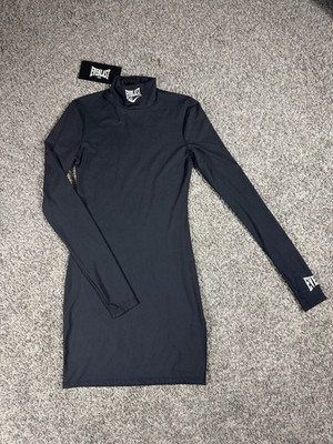 Everlast  Zara Black Long Sleeve Mini Dress Mock Neck Athletic Bodycon Sz S NWT