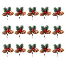 15 PCS Artificial Pine Cone Red Berry Picks for Christmas Wreaths Holiday