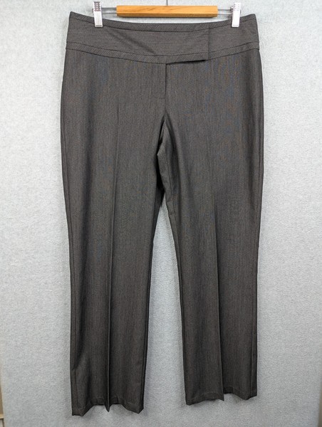 Jacqui E Pants Womens 12 Dark Grey Dress Trousers Straight Leg Corporate Career
